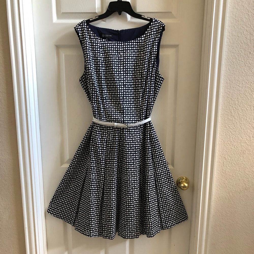 Jones New York Navy & White Plus Size A-Line Dress
